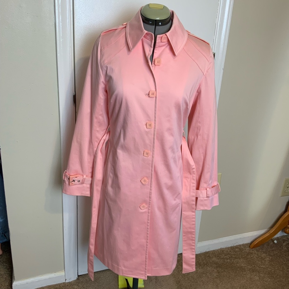 Like New Apostrophe Pinkish Coral Trench Coat Front buttons Women